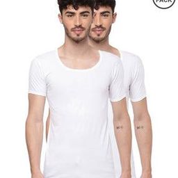 Pack of 2 Men Round-Neck Half-Sleeve Vest-image-2