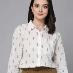 style quotient Cactus Print Spread-Collar Shirt-picture-21