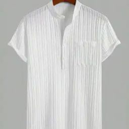 Men Striped Loose Fit Shirt with Patch Pocket-image-12