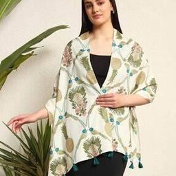 Women Hand Block Printed Cotton Tasseled Scarf-image-70