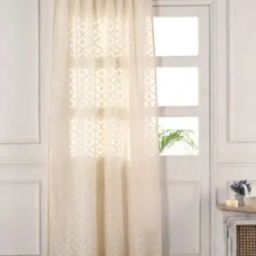 Set of 2 Geometric Print Semi Sheer Door Curtains-24