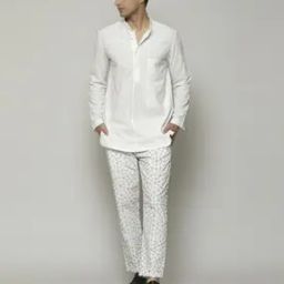 Jali Embroidered Handspun Handwoven Cotton Kurta-image-15