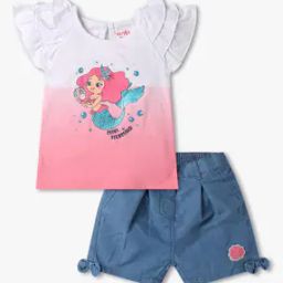 Mermaid Print Top & Shorts Set-image-44