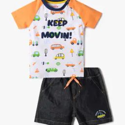Printed Regular Fit T-Shirt & Shorts Set-image-67