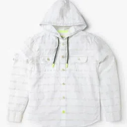Boys Striped Slim Fit Hooded Shirt-image-50