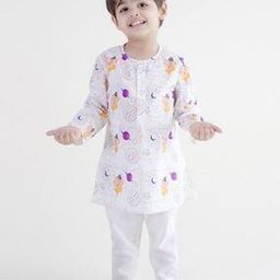tiber taber Boys Printed Kurta Pyjama Set-picture-38