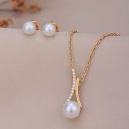 Women Pearl-Beaded Necklace & Earrings Set-10