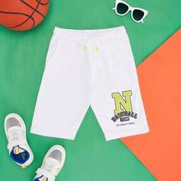 Boys Typographic Print Mid-Rise Regular Fit Shorts-image-32