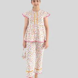Printed Top & Pants Set with Eye Band-image-21