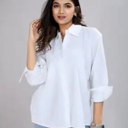 Women Relaxed Fit Shirt with Spread Collar-image-94