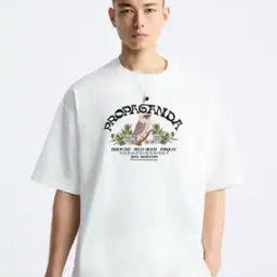 Men Typographic Print Oversized Fit Round-Neck T-Shirt-image-94