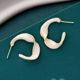 Women Ebb & Flow Enamelled Twisted Hoop Earrings-48