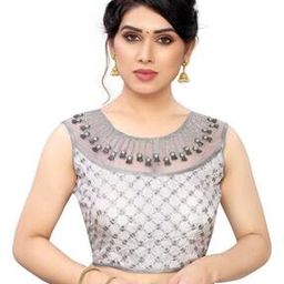 Embellished Round-Neck Back-Open Blouse-image-32