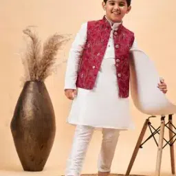vastramay Embroidered Jacket with Kurta & Pyjamas-picture-29