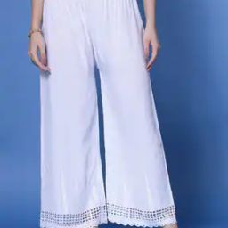 Lace Straight Palazzos with Elasticated Waist-image-93