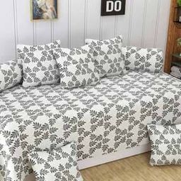 210 TC Set of 8 Leaf Print Diwan Set-image-86
