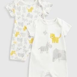 mothercare Unisex Pack of 2 Printed Cotton Rompers-picture-46