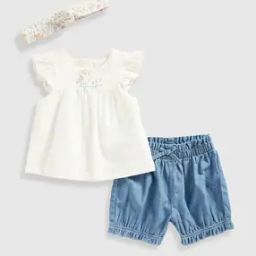 Girls Schiffli Embroidered Fit & Flare Dress & Shorts Set-image-47