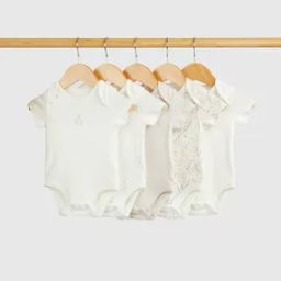 mothercare Unisex Pack of 5 Printed Cotton Bodysuits-picture-26