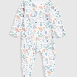 Boys Bear Print Zip-Up Cotton Sleepsuit-image-44