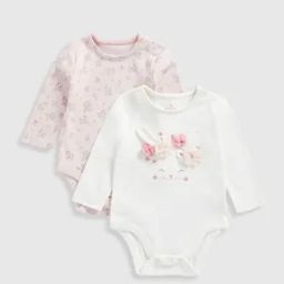 Girls Pack of 2 My First Classic Bunny Bodysuits-image-7