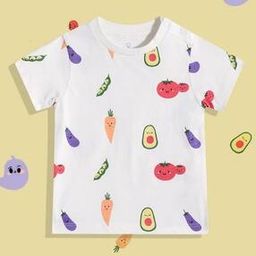 Boys Veggie Print Crew-Neck T-Shirt-image-9