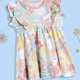 Girls Floral Print Fit & Flare Dress-image-48