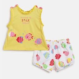 Graphic Print Round-Neck Shorts Set-picture-40
