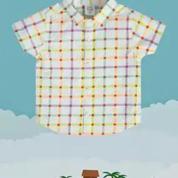 Boys Checked Cotton Shirt with Patch Pocket-image-73