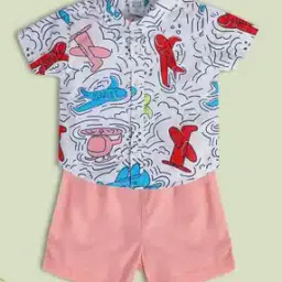 Boys Printed Cotton Shirt & Sorts Set-picture-20