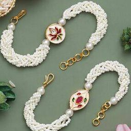 Pack of 2 Pearls Beaded Bracelet Rakhi-33
