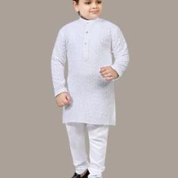 Boys Embellished & Embroidery Kurta Pyjama Set-image-12