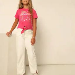 Girls Washed Wide-Leg Jeans-image-0