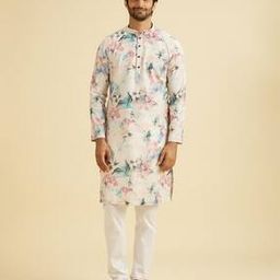 Men Floral Print Regular Fit Long Kurta-image-92