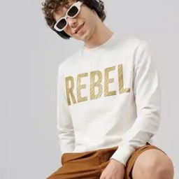 Men Typographic Print Slim Fit Crew-Neck Sweatshirt-image-38