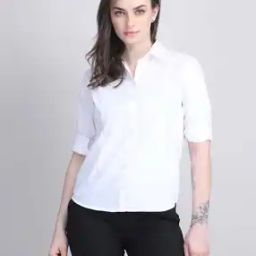 Women Regular Fit Shirt with Spread Collar-image-7