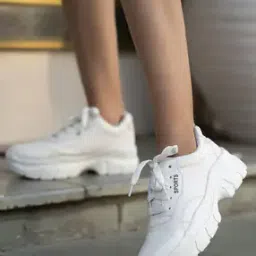 Typographic Print Running Shoes with Lace-Up Fastening-image-25