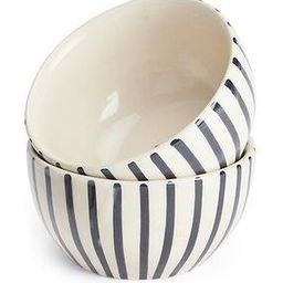 Set of 2 Striped Handcrafted Ceramic Serving Bowls-2