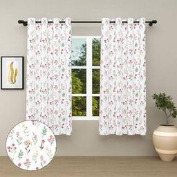 Set of 2 Floral Print Window Curtains with Chrome Eyelets-11