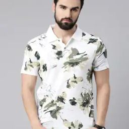 Men Regular Fit Floral Print Cotton Polo T-Shirt-image-8