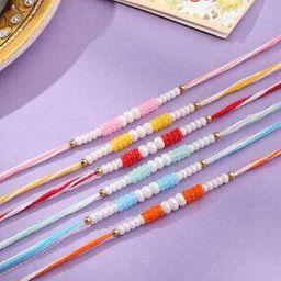  Set of 6 Artificial Stones and Beads Rakhi Set  -image-15