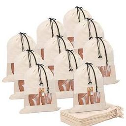 Pack of 10 Cotton Travel Shoe Storage Bag-image-51