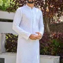 Embroidered Long Kurta with Mandarin Collar-picture-22