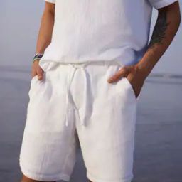 Men Flat-Front Regular Fit City Shorts-picture-5