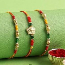 Set of 3 Tie-Up Rakhi with Roli Chawal & Greeting Card-image-87