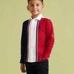 Boys Colourblocked Regular Fit Cotton Shirt-picture-4