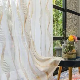 Set of 2 Striped Sheer Long Door Curtains-image-22
