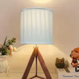 Triangle Wooden Table Lamp with Shade-39