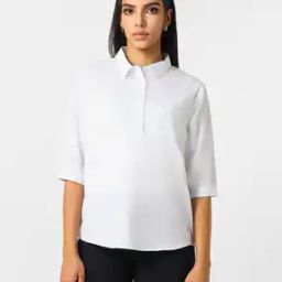 Women Micro Print Regular Fit Formal Shirt-image-3