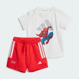 Boys Spider Man Print Cotton T-Shirt & Shorts Set-picture-46